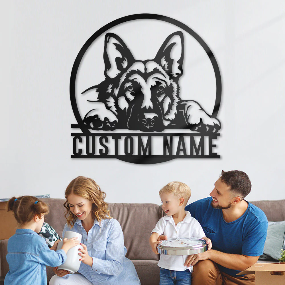 Berger Allemand Art Mural en Métal Personnalisé pour Amoureux des Chiens