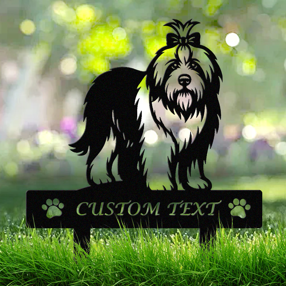 Berger Anglais Ancestral Silhouette de Chien Personnalisée Piquet de Jardin en Métal