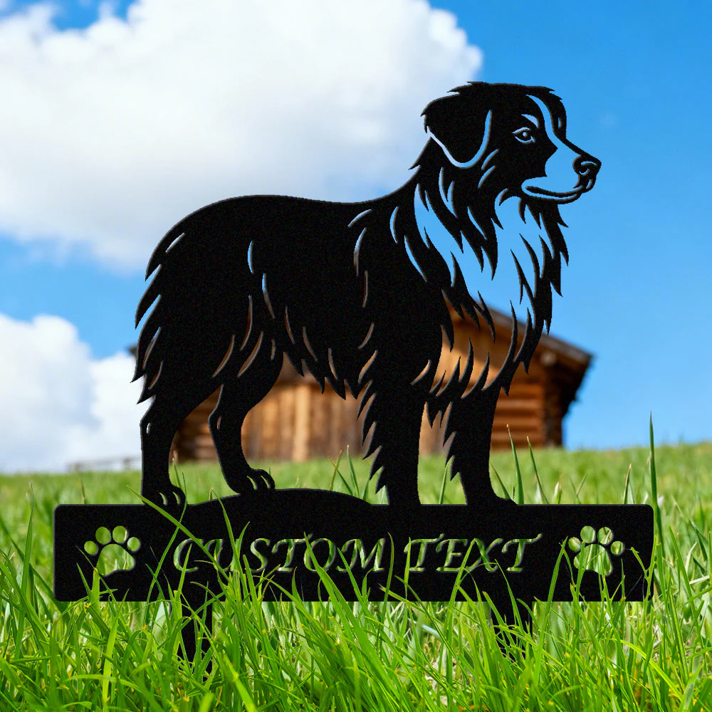 Berger Australien Silhouette de Chien Personnalisée Piquet de Jardin en Métal