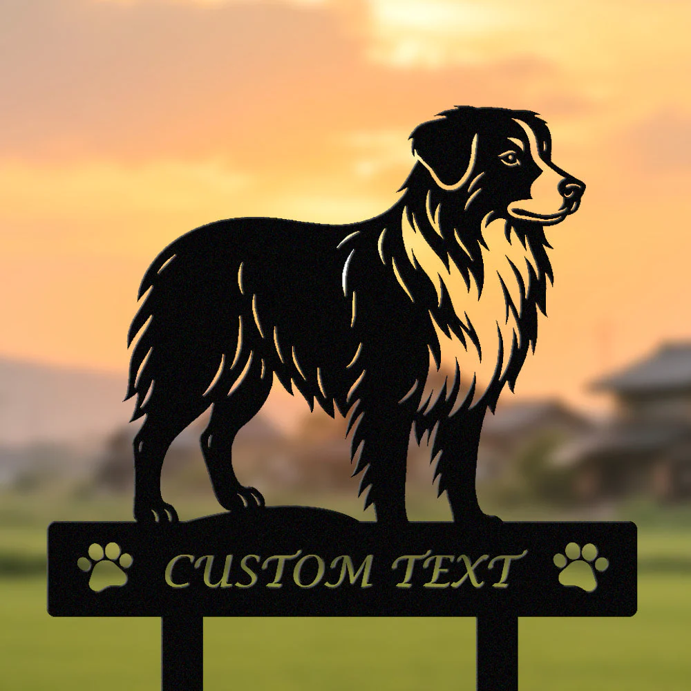 Berger Australien Silhouette de Chien Personnalisée Piquet de Jardin en Métal - Image 2