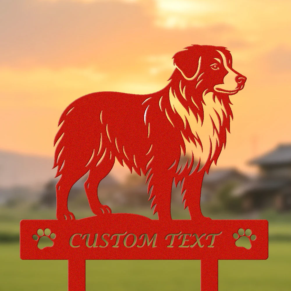 Berger Australien Silhouette de Chien Personnalisée Piquet de Jardin en Métal - Image 3