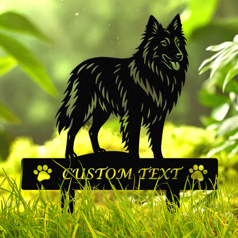 Berger Belge Silhouette de Chien Personnalisée Piquet de Jardin en Métal