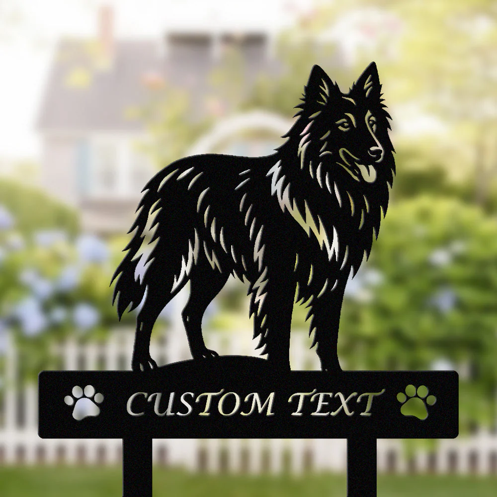 Berger Belge Silhouette de Chien Personnalisée Piquet de Jardin en Métal - Image 2