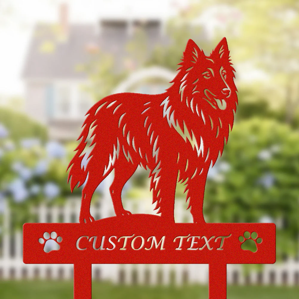 Berger Belge Silhouette de Chien Personnalisée Piquet de Jardin en Métal - Image 3
