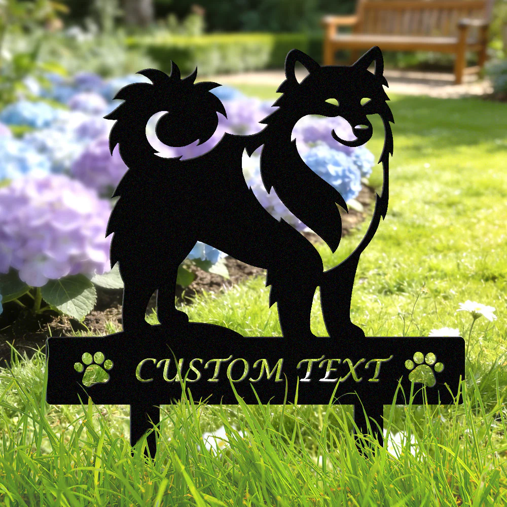 Berger Islandais Silhouette de Chien Personnalisée Piquet de Jardin en Métal