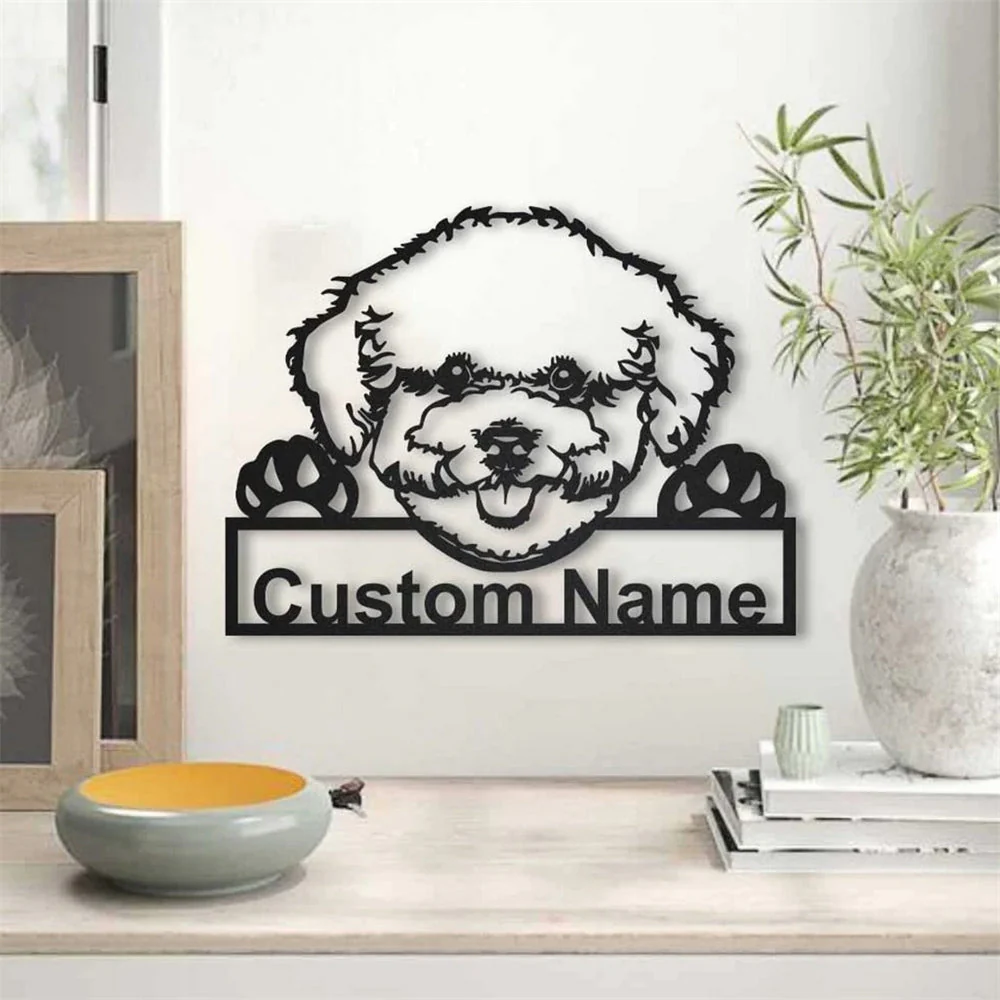 Bichon Frisé Art en Métal Plaque de Nom en Métal Personnalisée