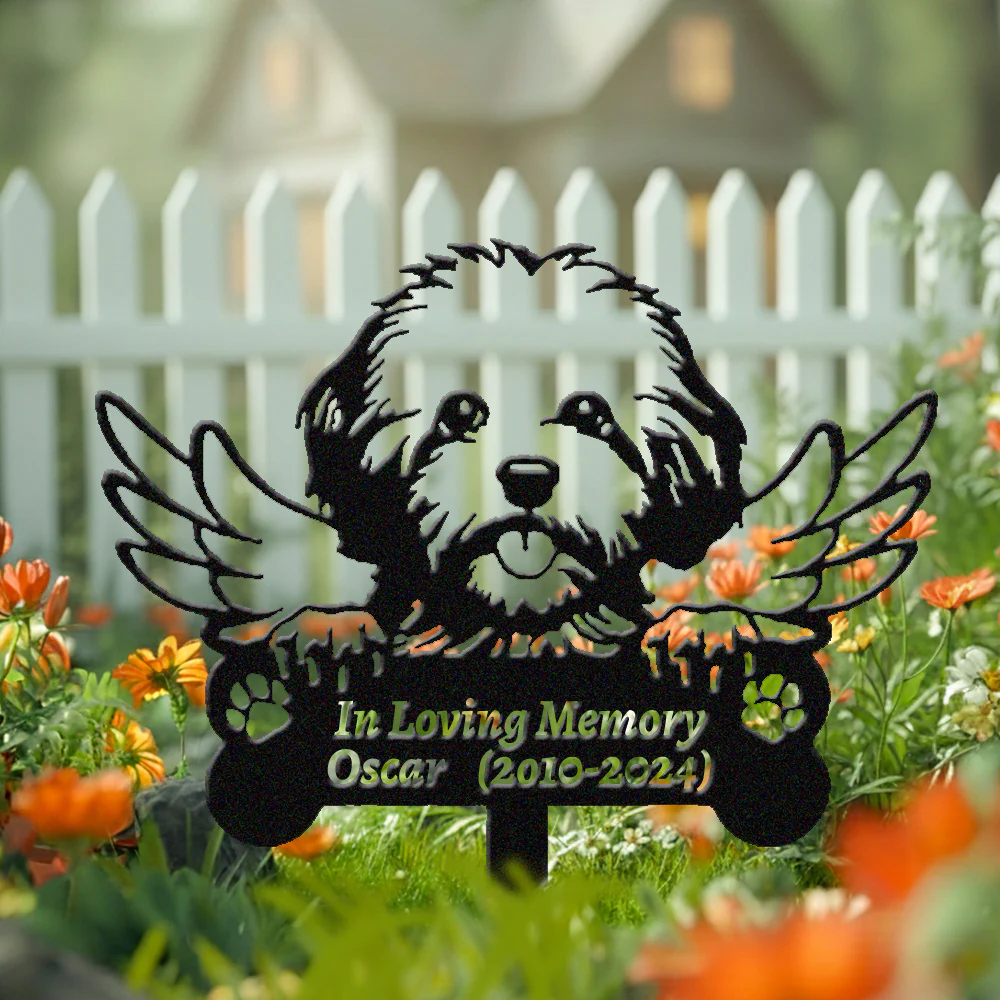Bichon Frisé Tuteur Commémoratif Personnalisé avec Ailes