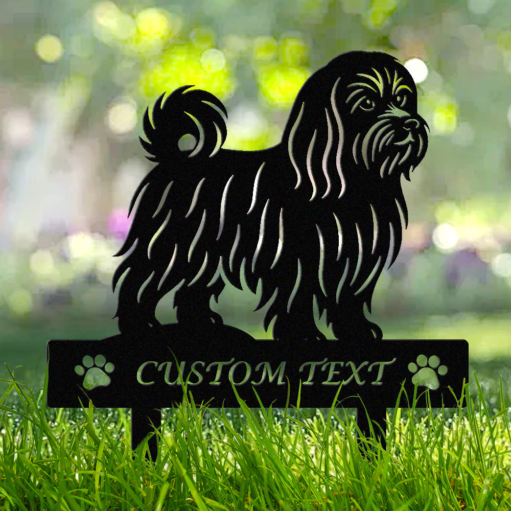 Bichon Maltais Silhouette de Chien Personnalisée Piquet de Jardin en Métal