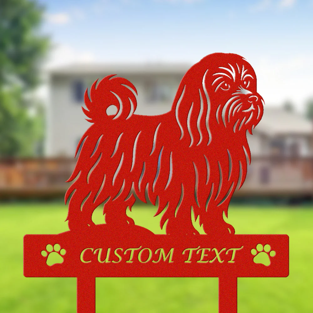 Bichon Maltais Silhouette de Chien Personnalisée Piquet de Jardin en Métal - Image 3