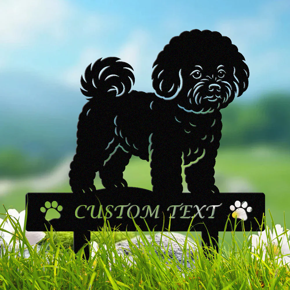 Bichon Silhouette de Chien Personnalisée Piquet de Jardin en Métal