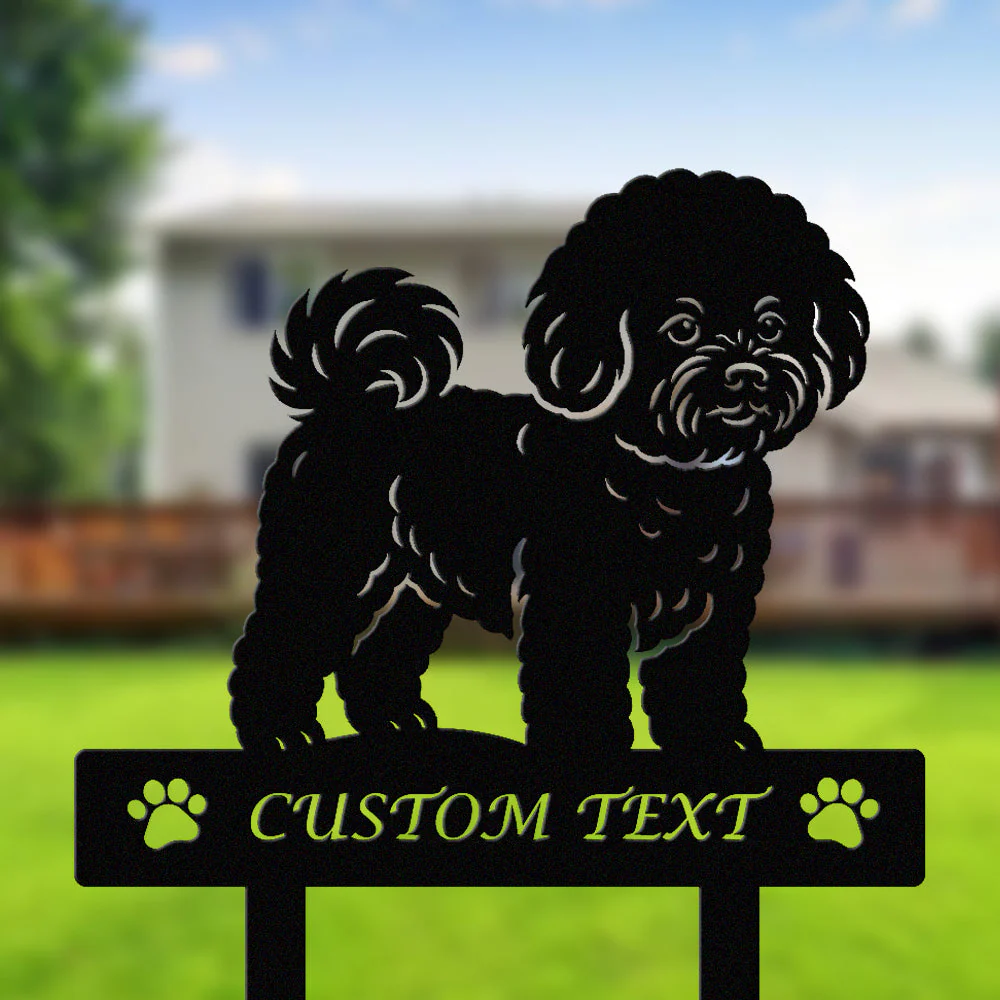 Bichon Silhouette de Chien Personnalisée Piquet de Jardin en Métal - Image 2