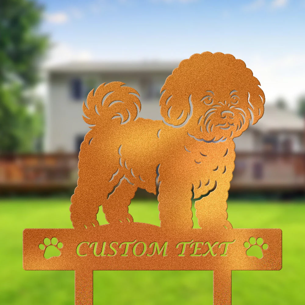 Bichon Silhouette de Chien Personnalisée Piquet de Jardin en Métal - Image 4