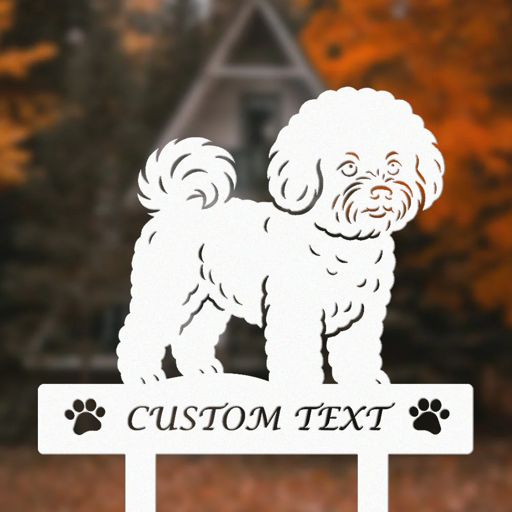 Bichon Silhouette de Chien Personnalisée Piquet de Jardin en Métal - Image 8