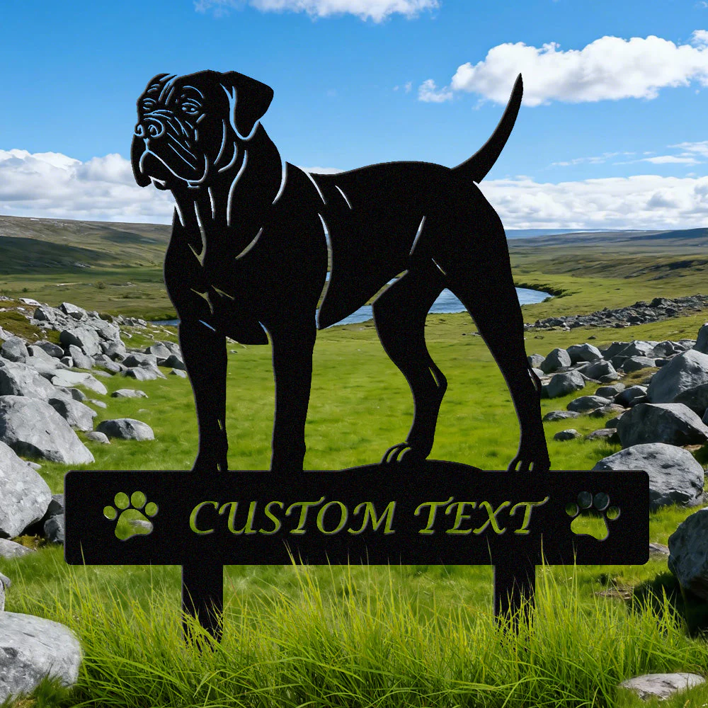 Boerboel Silhouette de Chien Personnalisée Piquet de Jardin en Métal