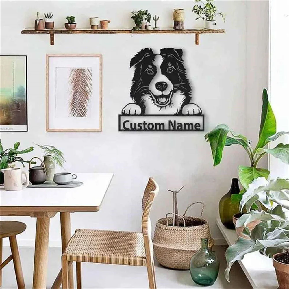 Border Collie Art Mural en Métal Plaque en Métal Personnalisée pour Amoureux des Chiens