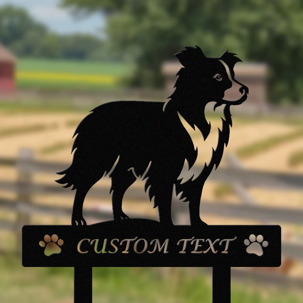 Border Collie Silhouette de Chien Personnalisée Piquet de Jardin en Métal - Image 2
