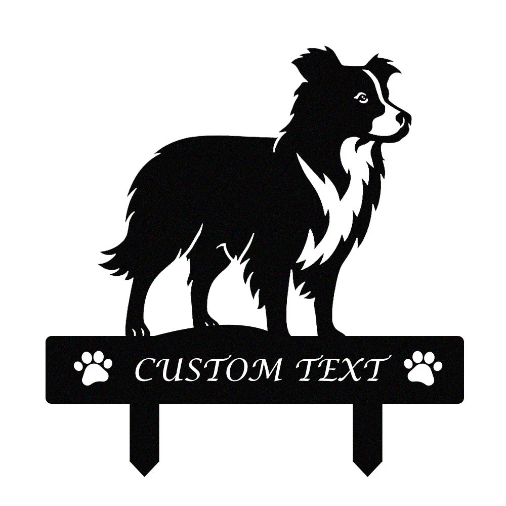 Border Collie Silhouette de Chien Personnalisée Piquet de Jardin en Métal - Image 9