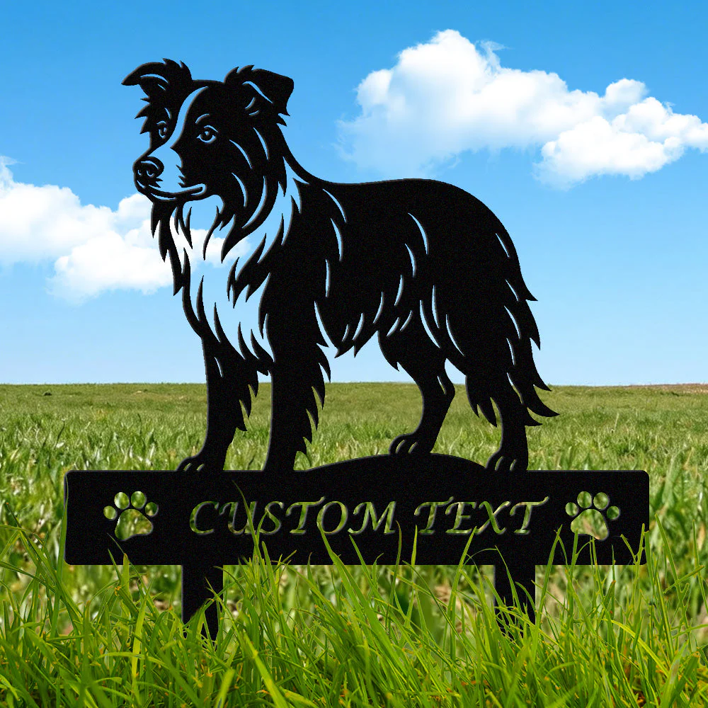 Border Collie Silhouette de Chien Personnalisée Piquet de Jardin en Métal