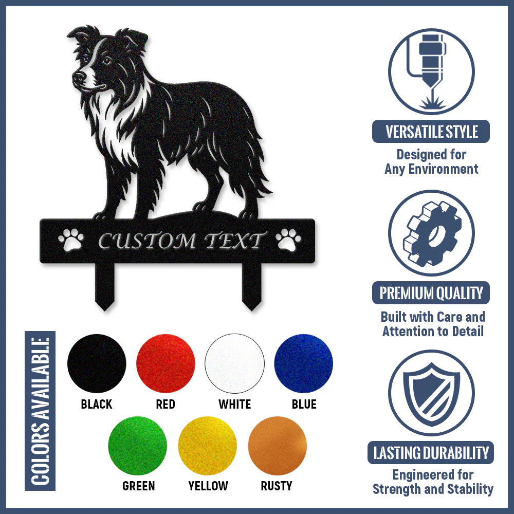 Border Collie Silhouette de Chien Personnalisée Piquet de Jardin en Métal - Image 10