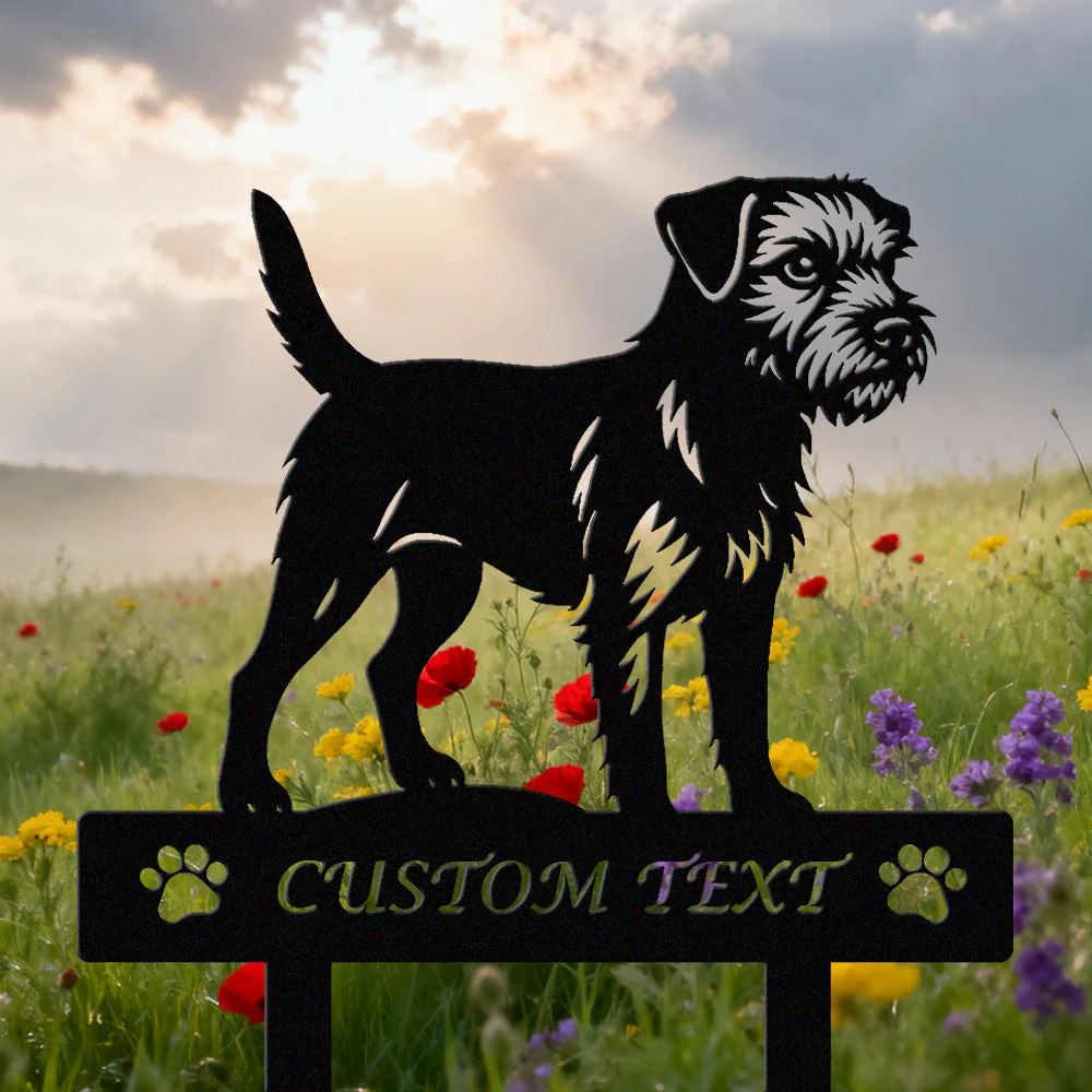 Border Terrier Silhouette de Chien Personnalisée Piquet de Jardin en Métal - Image 2