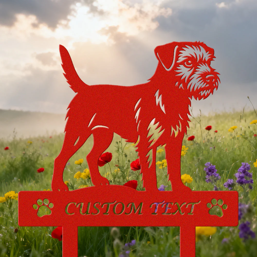 Border Terrier Silhouette de Chien Personnalisée Piquet de Jardin en Métal - Image 3