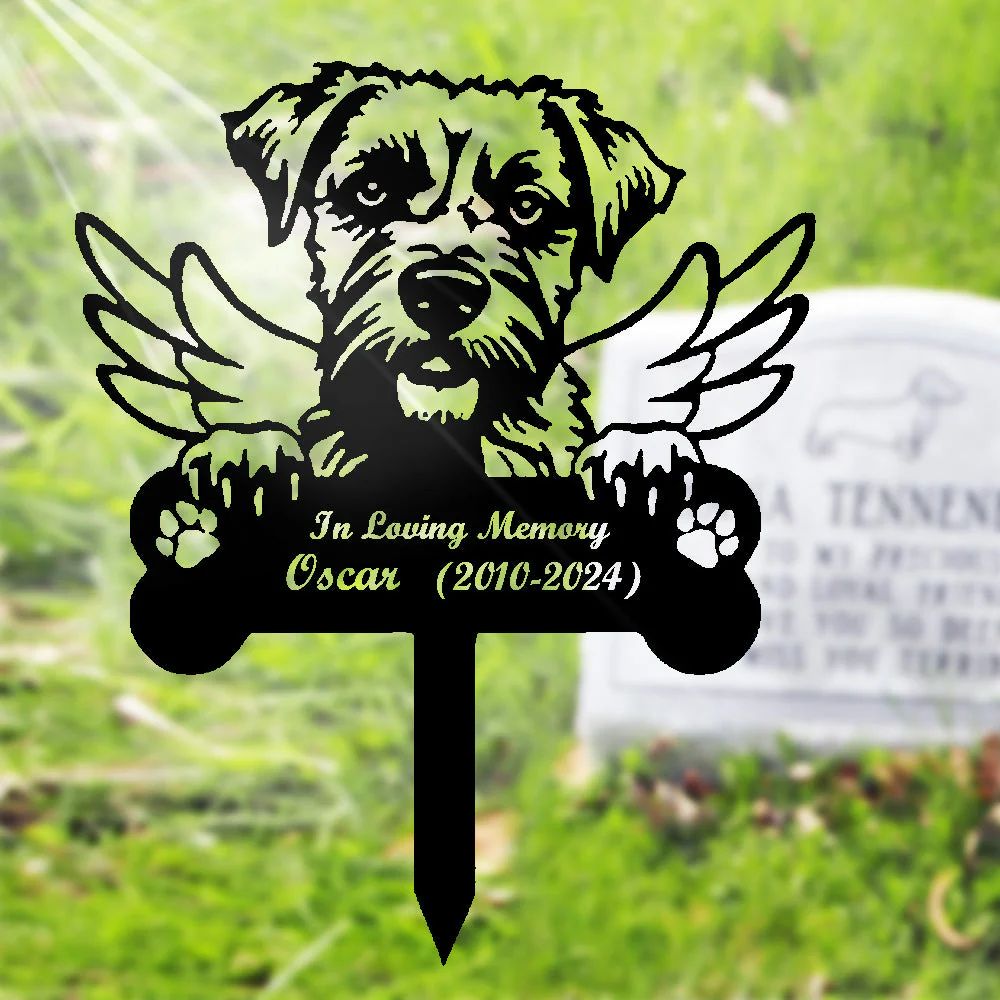 Border Terrier Tuteur Commémoratif Personnalisé avec Ailes