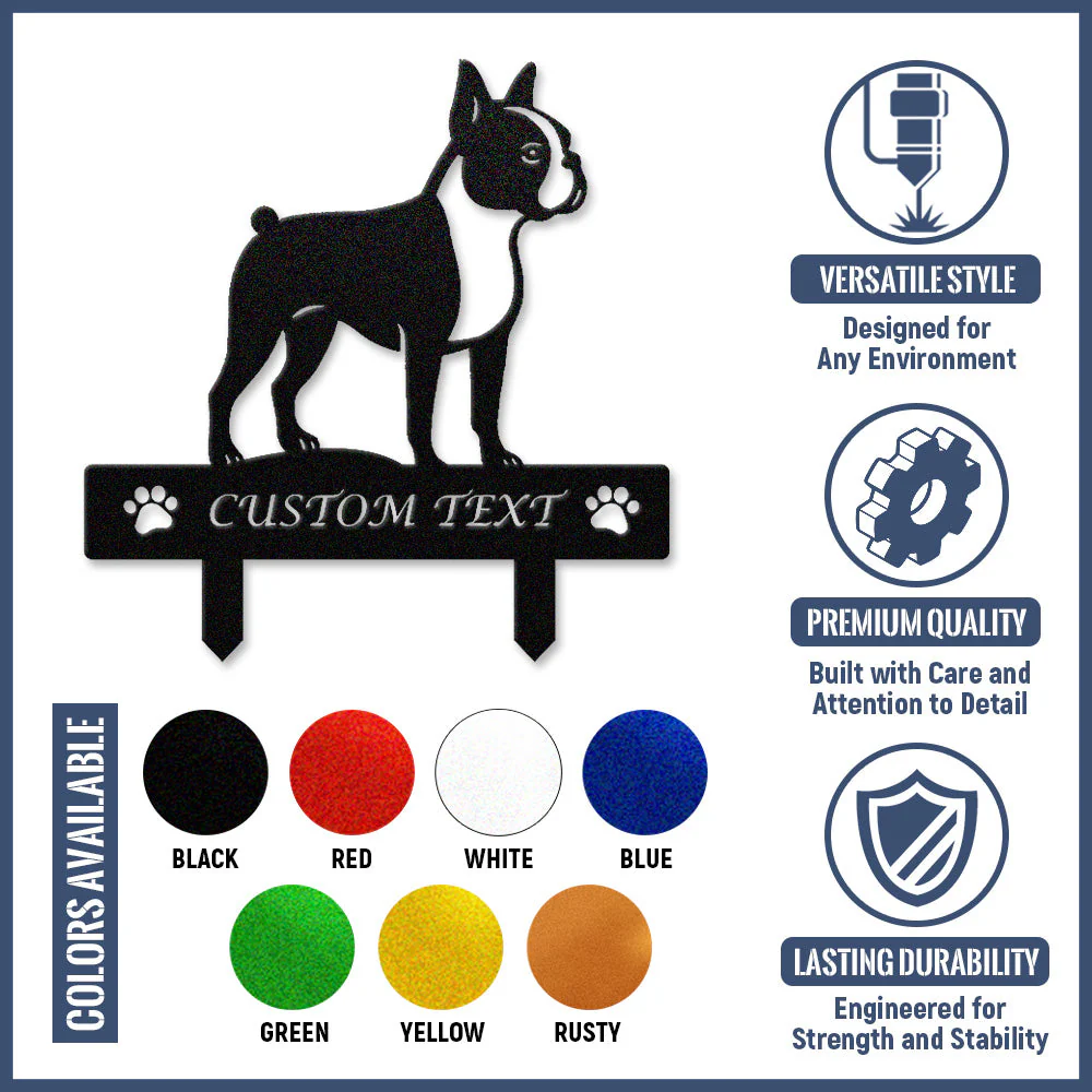 Boston Terrier Silhouette de Chien Personnalisée Piquet de Jardin en Métal - Image 10