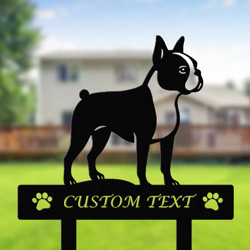 Boston Terrier Silhouette de Chien Personnalisée Piquet de Jardin en Métal - Image 2