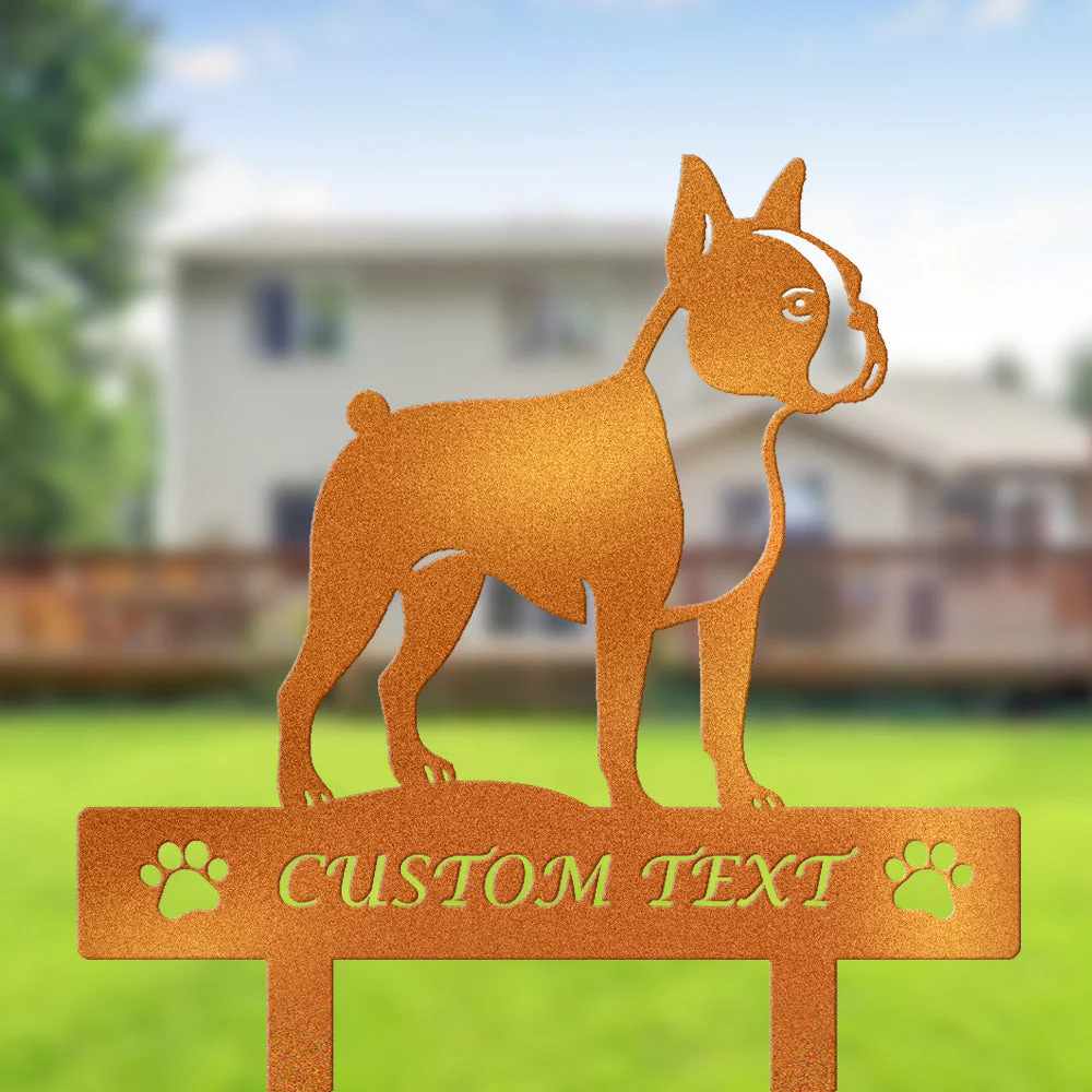 Boston Terrier Silhouette de Chien Personnalisée Piquet de Jardin en Métal - Image 4