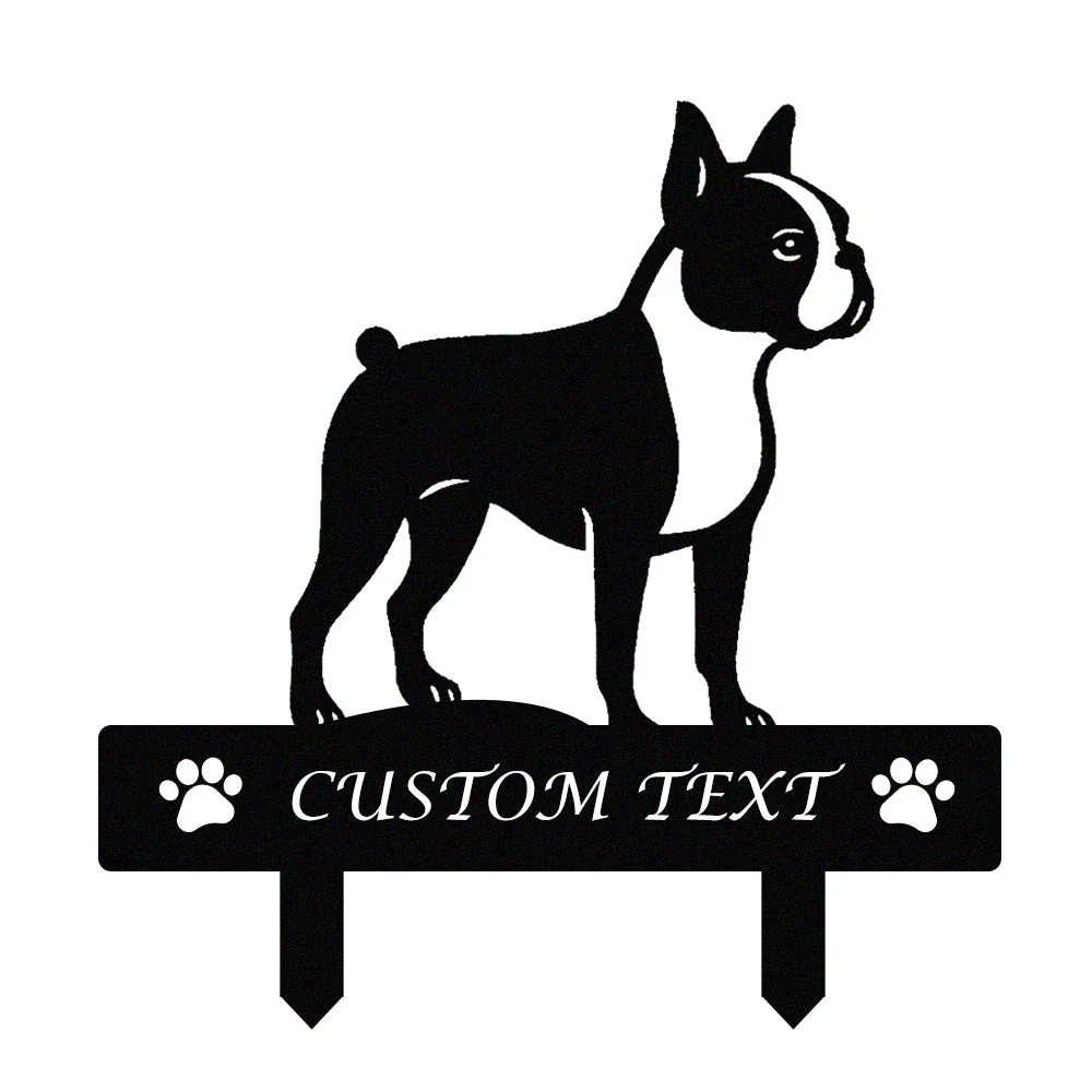 Boston Terrier Silhouette de Chien Personnalisée Piquet de Jardin en Métal - Image 9