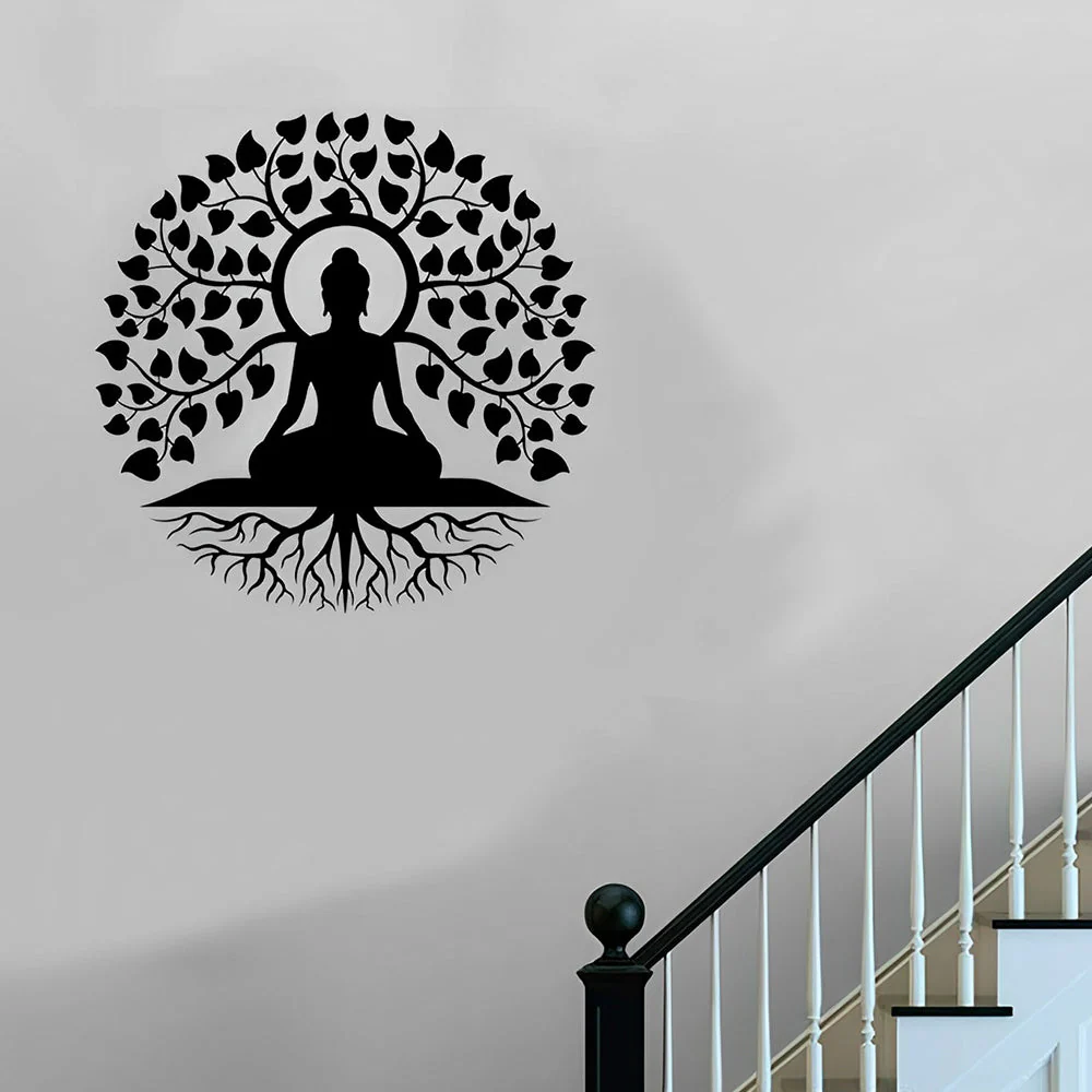 Bouddha Arbre de la Vie Yoga Méditation Art Mural en Métal - Image 6