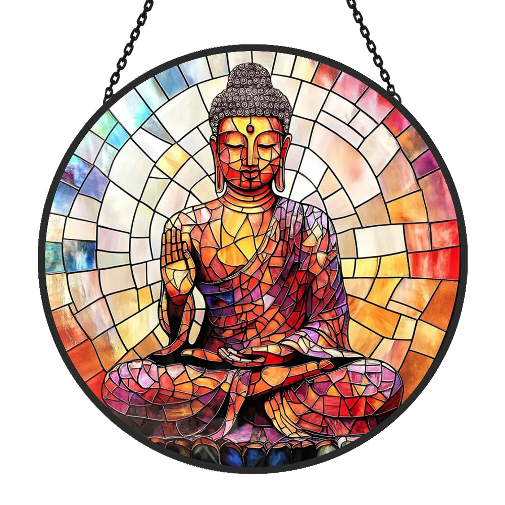 Bouddha Attrape-Soleil Décoratif en Vitrail à Suspendre - Image 3