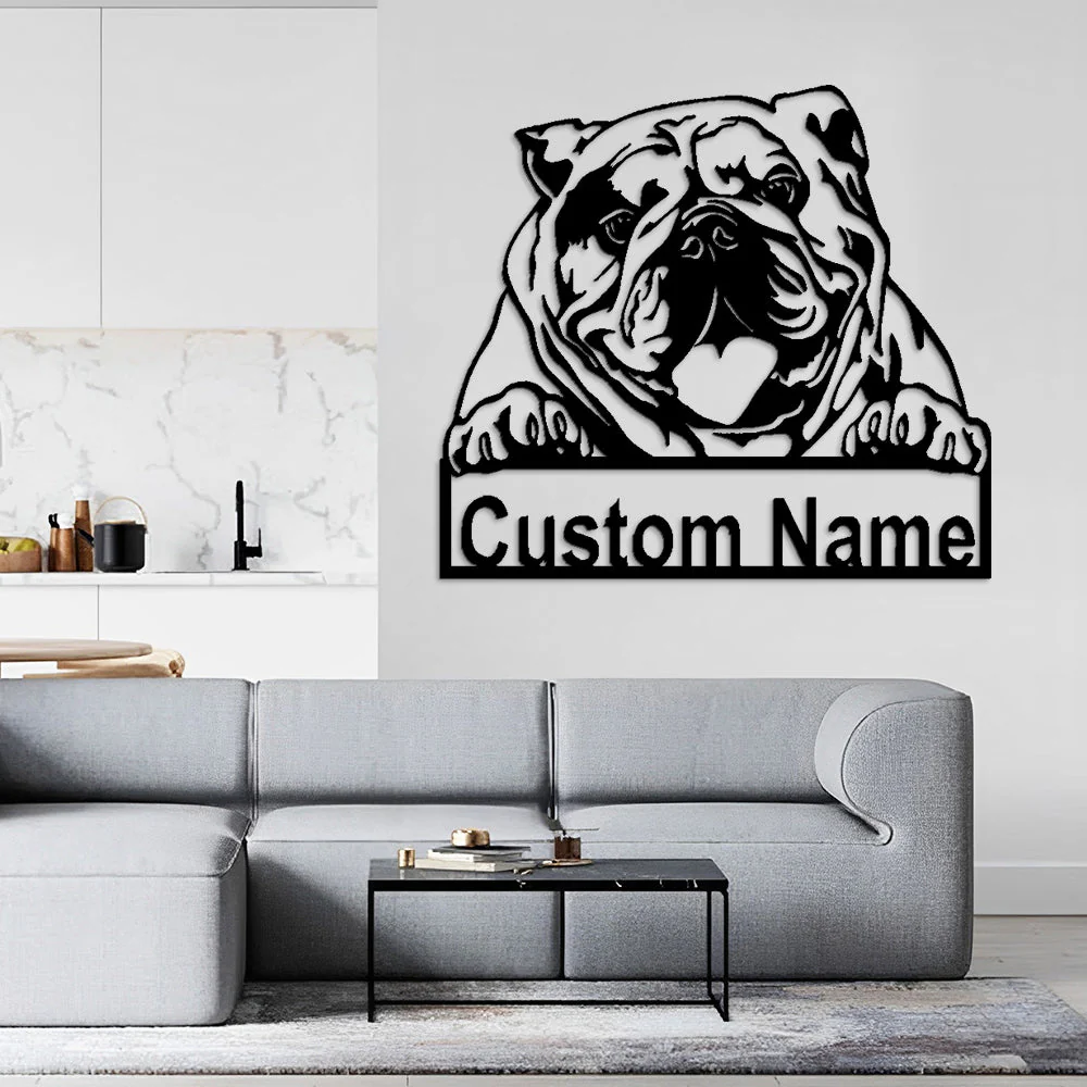 Bouledogue Américain Art Mural en Métal Plaque en Métal Personnalisée pour Amoureux des Chiens