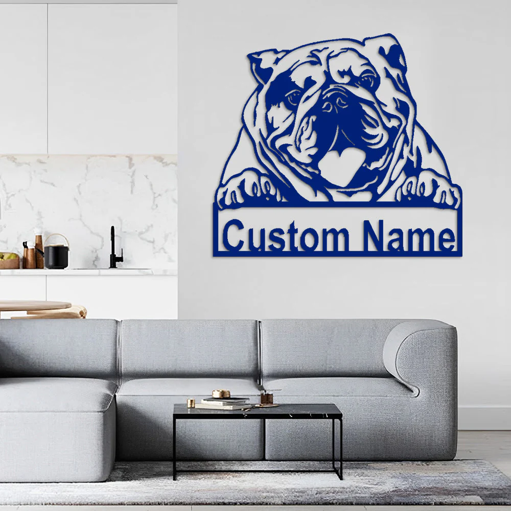 Bouledogue Américain Art Mural en Métal Plaque en Métal Personnalisée pour Amoureux des Chiens - Image 3