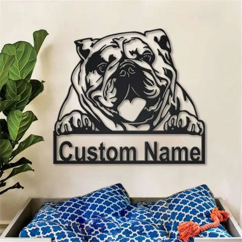 Bouledogue Américain Art Mural en Métal Plaque en Métal Personnalisée pour Amoureux des Chiens - Image 8