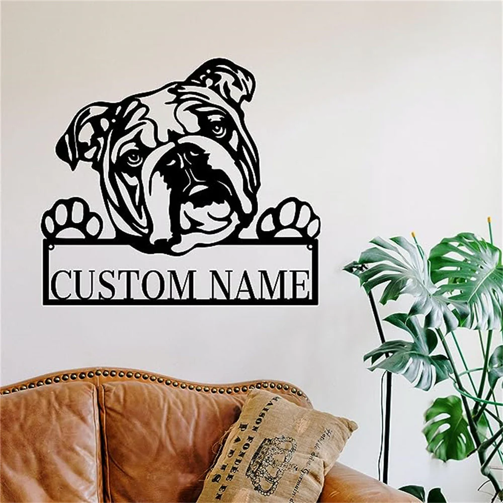 Bouledogue Anglais Plaque de Nom en Métal Personnalisée