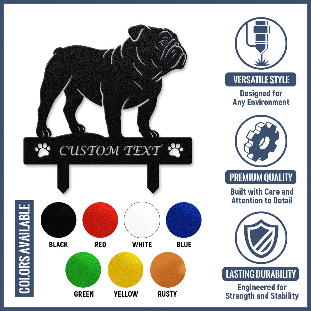Bouledogue Anglais Silhouette de Chien Personnalisée Piquet de Jardin en Métal - Image 10