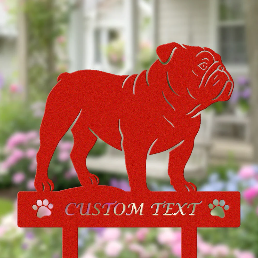 Bouledogue Anglais Silhouette de Chien Personnalisée Piquet de Jardin en Métal - Image 3