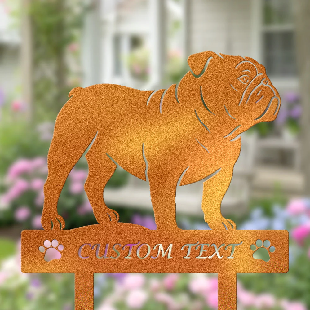 Bouledogue Anglais Silhouette de Chien Personnalisée Piquet de Jardin en Métal - Image 4