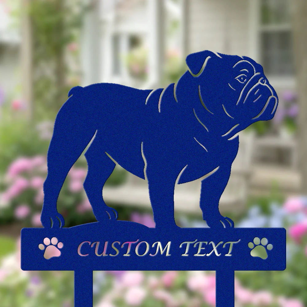 Bouledogue Anglais Silhouette de Chien Personnalisée Piquet de Jardin en Métal - Image 6