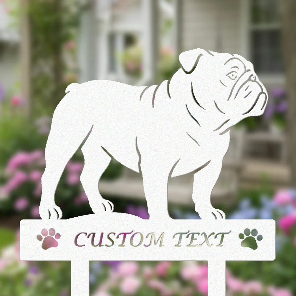 Bouledogue Anglais Silhouette de Chien Personnalisée Piquet de Jardin en Métal - Image 8