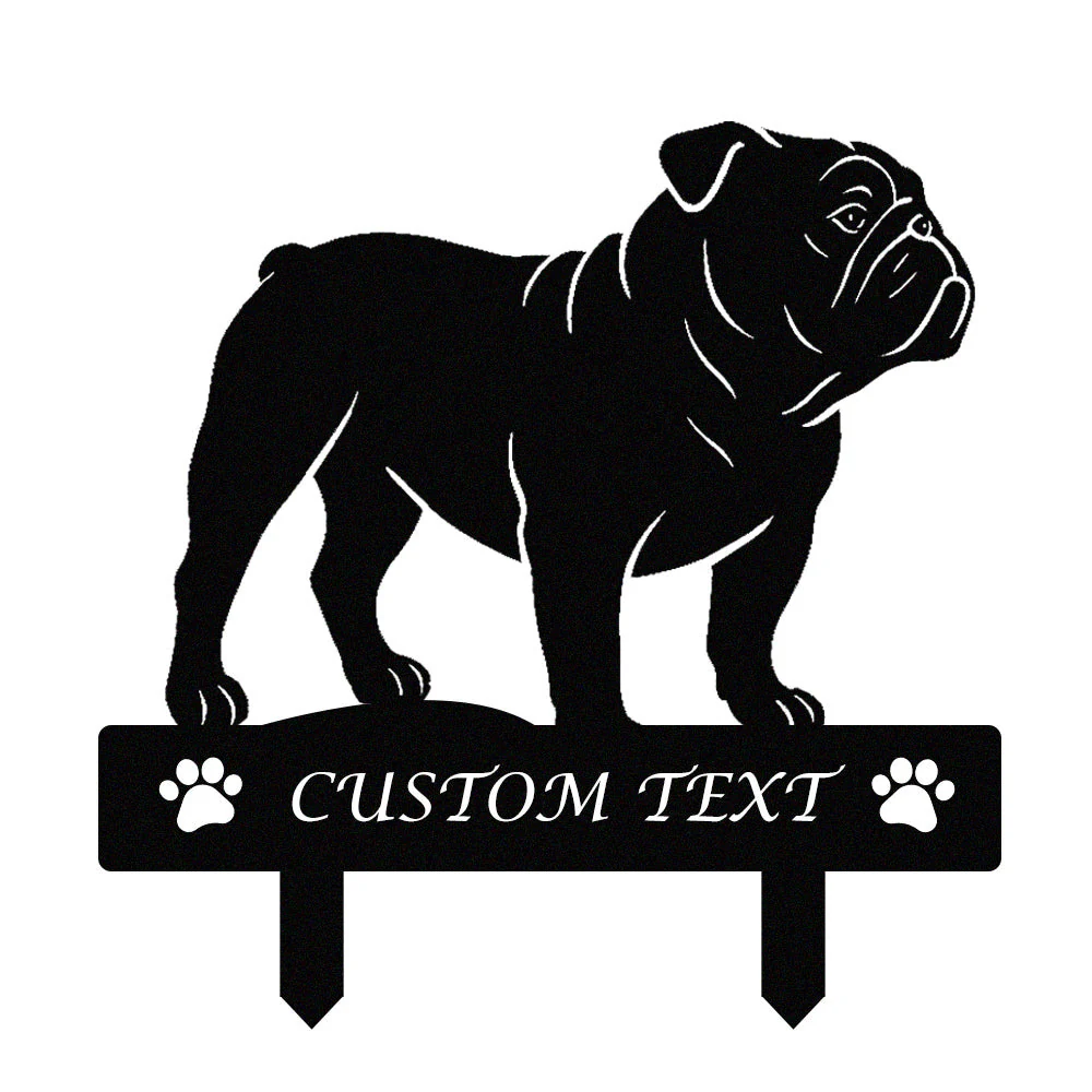 Bouledogue Anglais Silhouette de Chien Personnalisée Piquet de Jardin en Métal - Image 9