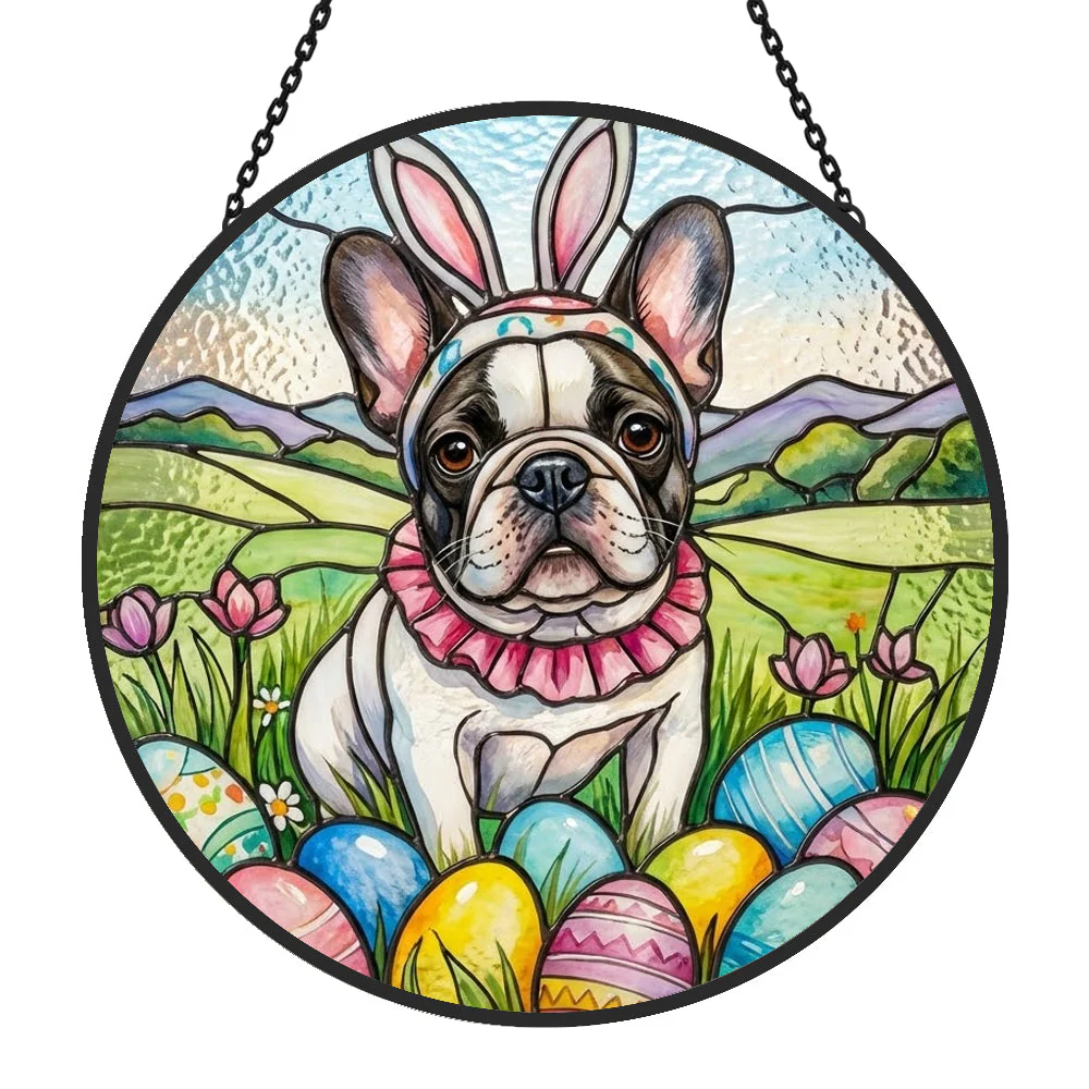 Bouledogue Français Attrape-Soleil en Vitrail - DĂ©coration Suspendue pour FenĂȘtre - Image 3