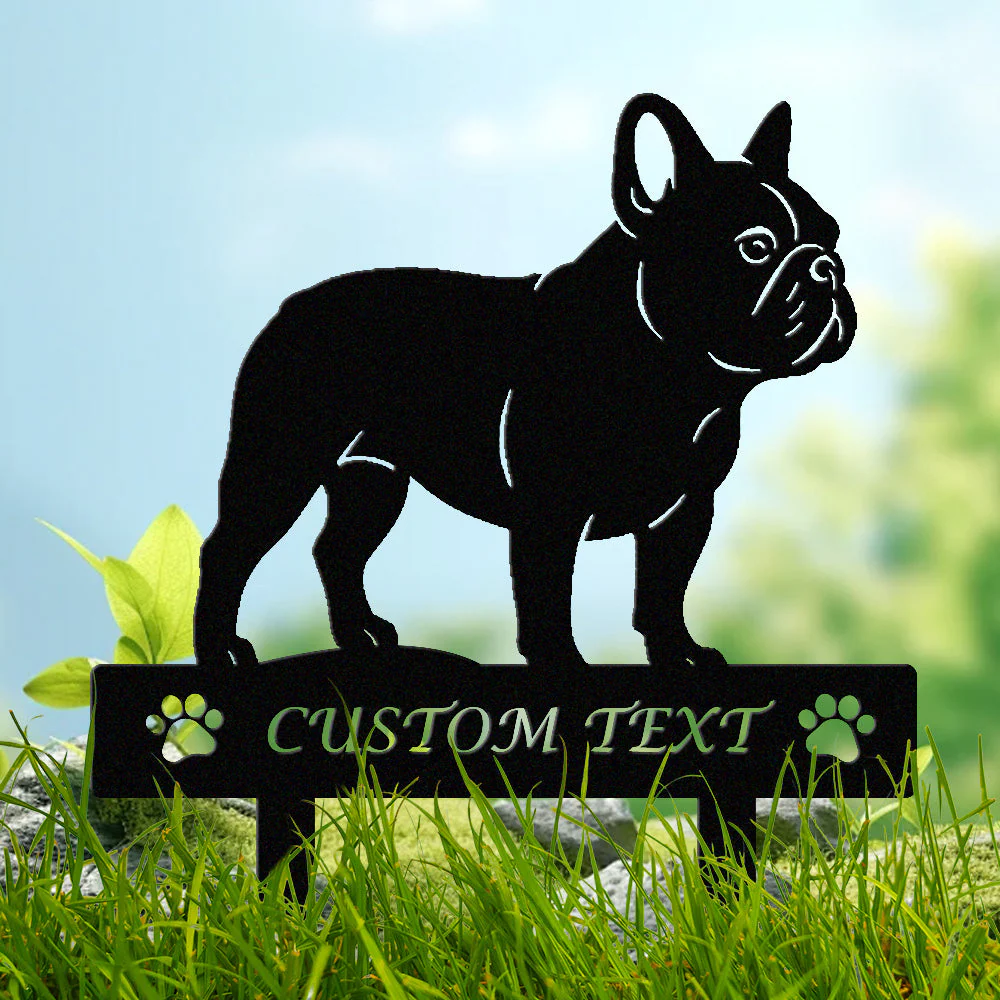 Bouledogue Français Silhouette de Chien Personnalisée Piquet de Jardin en Métal