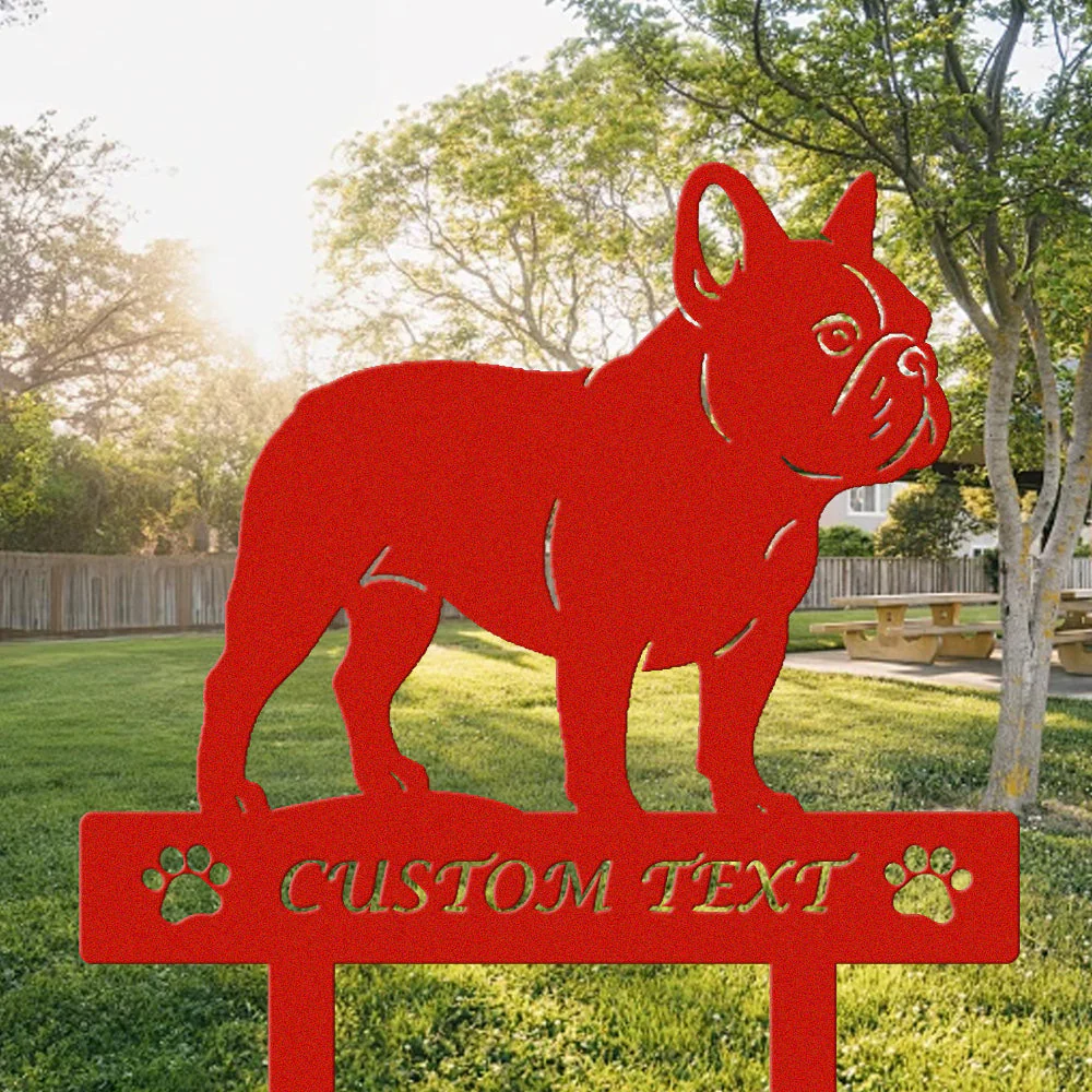 Bouledogue Français Silhouette de Chien Personnalisée Piquet de Jardin en Métal - Image 3