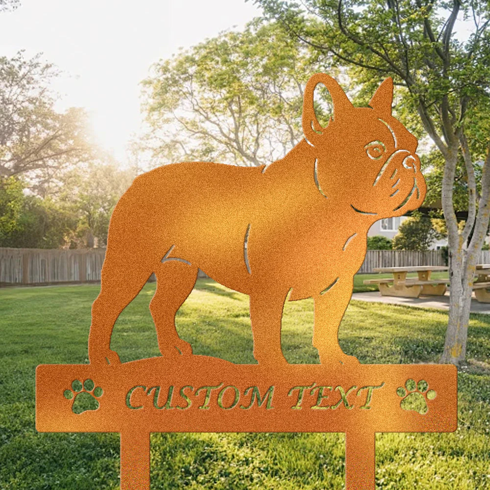 Bouledogue Français Silhouette de Chien Personnalisée Piquet de Jardin en Métal - Image 4
