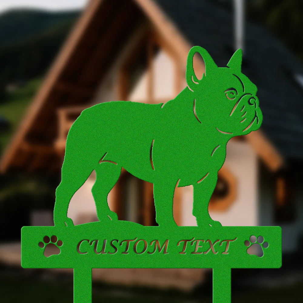 Bouledogue Français Silhouette de Chien Personnalisée Piquet de Jardin en Métal - Image 5