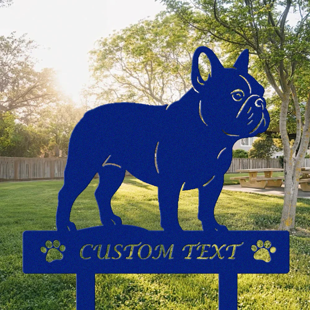 Bouledogue Français Silhouette de Chien Personnalisée Piquet de Jardin en Métal - Image 6