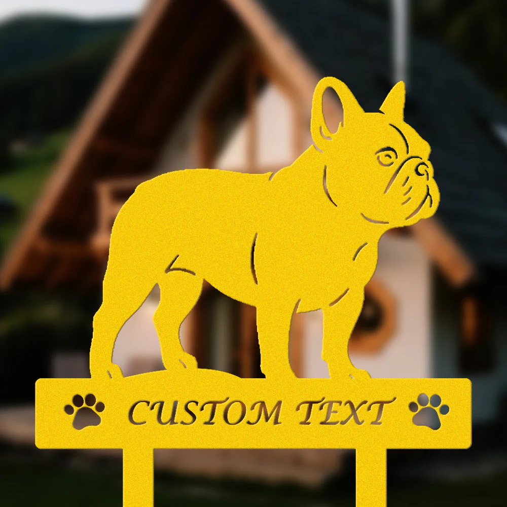 Bouledogue Français Silhouette de Chien Personnalisée Piquet de Jardin en Métal - Image 7