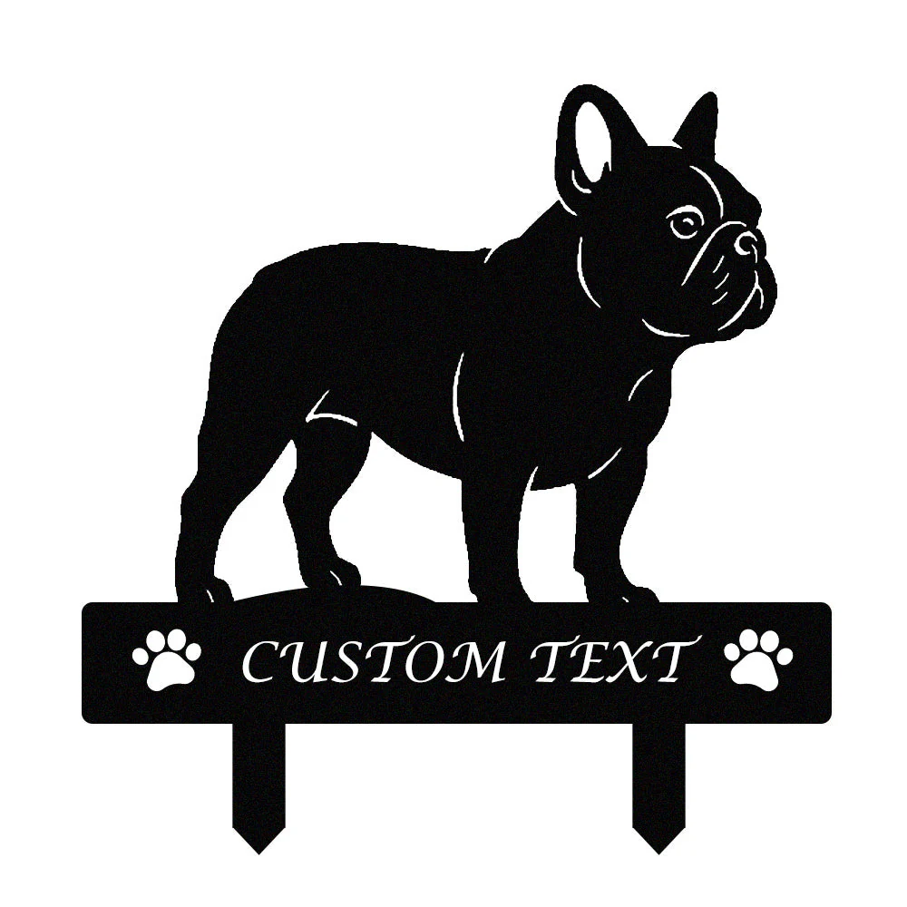Bouledogue Français Silhouette de Chien Personnalisée Piquet de Jardin en Métal - Image 9